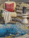 Urban Terrace Collection Area Rug -  Lanai Round Gradient Blue  lifestyle 18