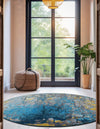 Urban Terrace Collection Area Rug -  Lanai Round Gradient Blue  lifestyle 27