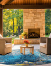 Urban Terrace Collection Area Rug -  Lanai Round Gradient Blue  lifestyle 36