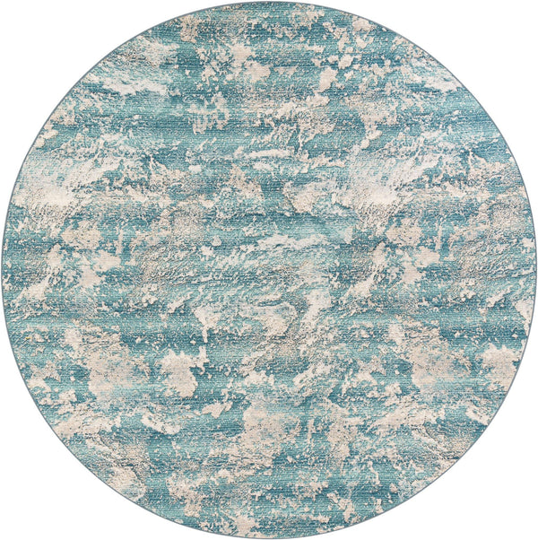 Urban Terrace Collection Area Rug -  Gazebo Round Aqua Blue  lifestyle 22