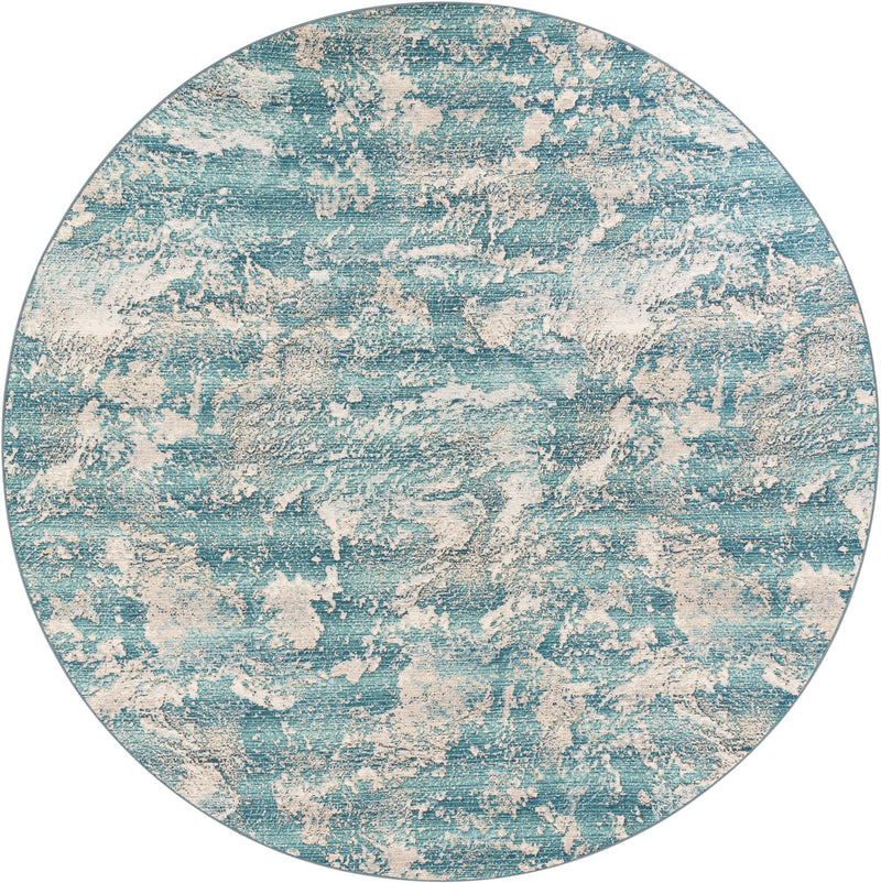Urban Terrace Collection Area Rug -  Gazebo Round Aqua Blue  lifestyle 22