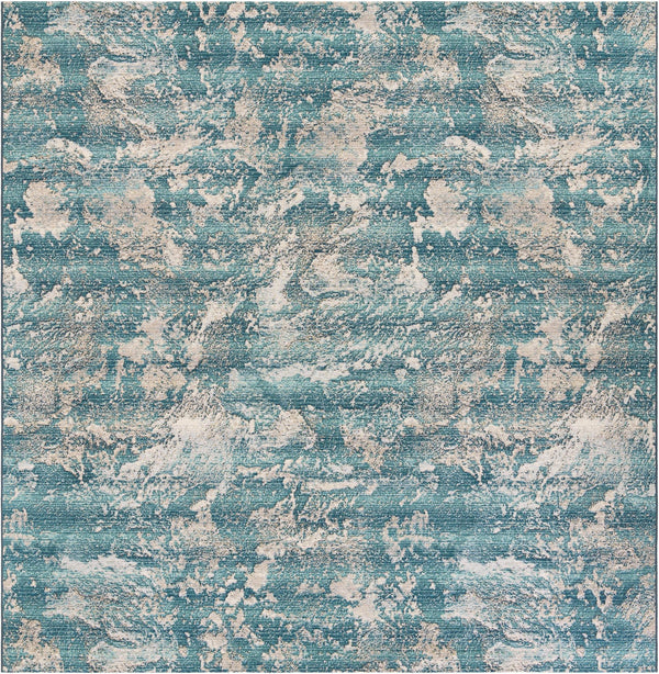 Urban Terrace Collection Area Rug -  Gazebo Square Aqua Blue  lifestyle 24