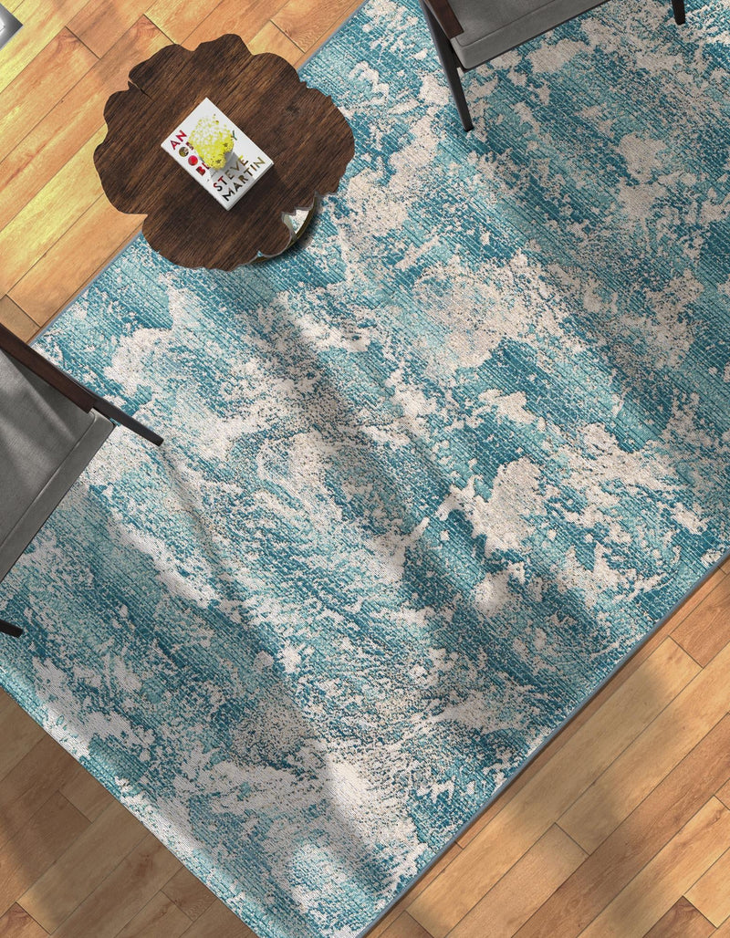 Urban Terrace Collection Area Rug -  Gazebo Rectangle Aqua Blue  lifestyle 3
