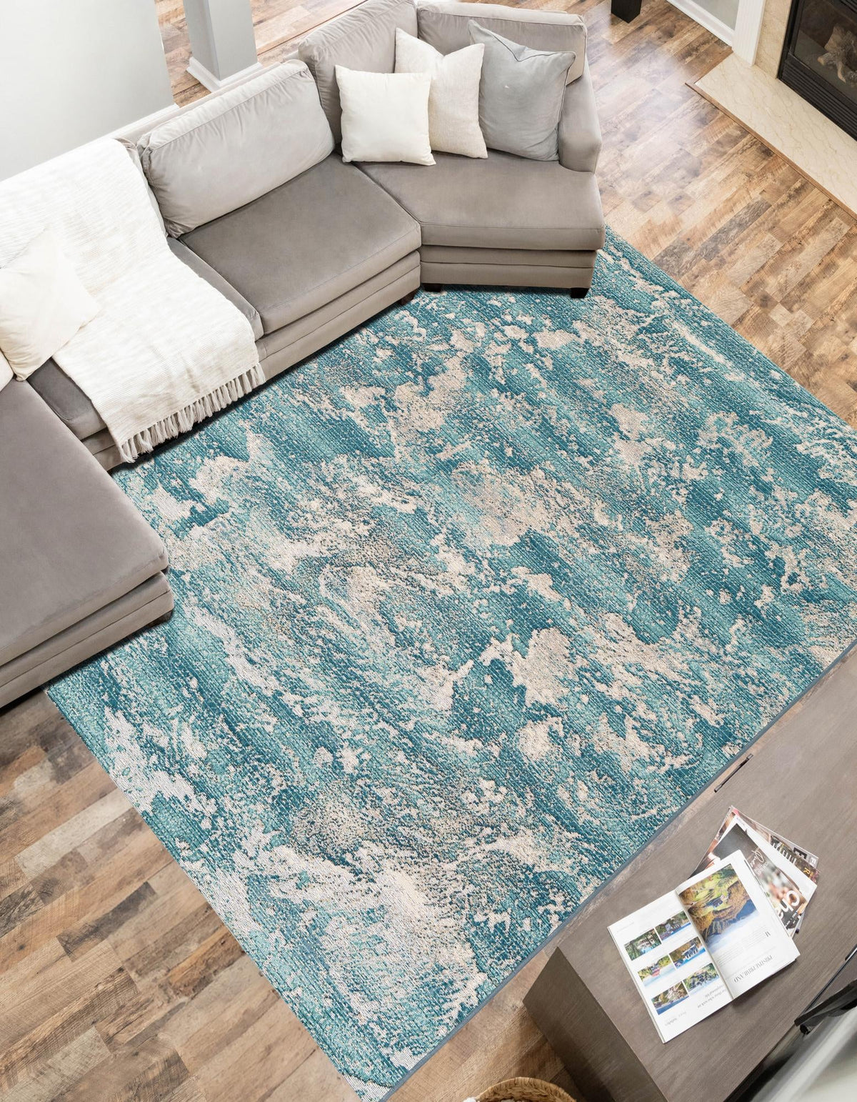 Urban Terrace Collection Area Rug -  Gazebo Rectangle Aqua Blue  lifestyle 5