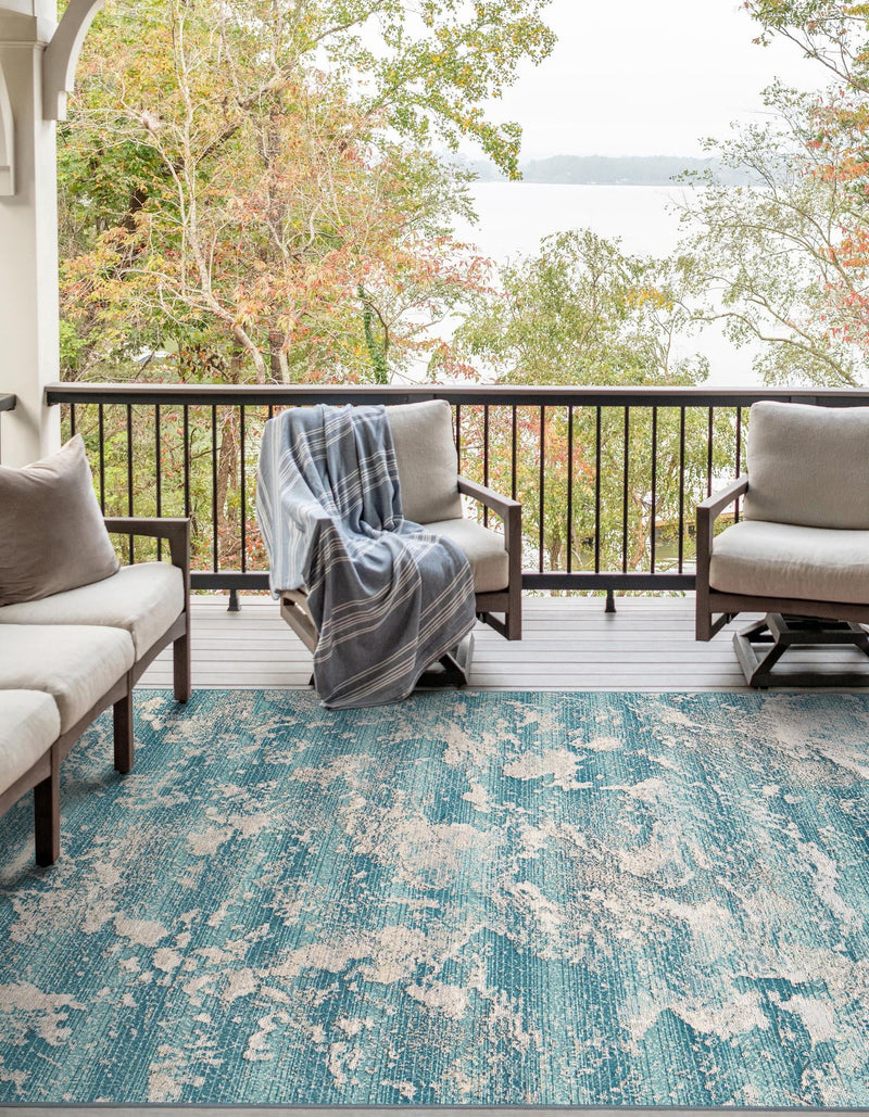 Urban Terrace Collection Area Rug -  Gazebo Rectangle Aqua Blue  lifestyle 6