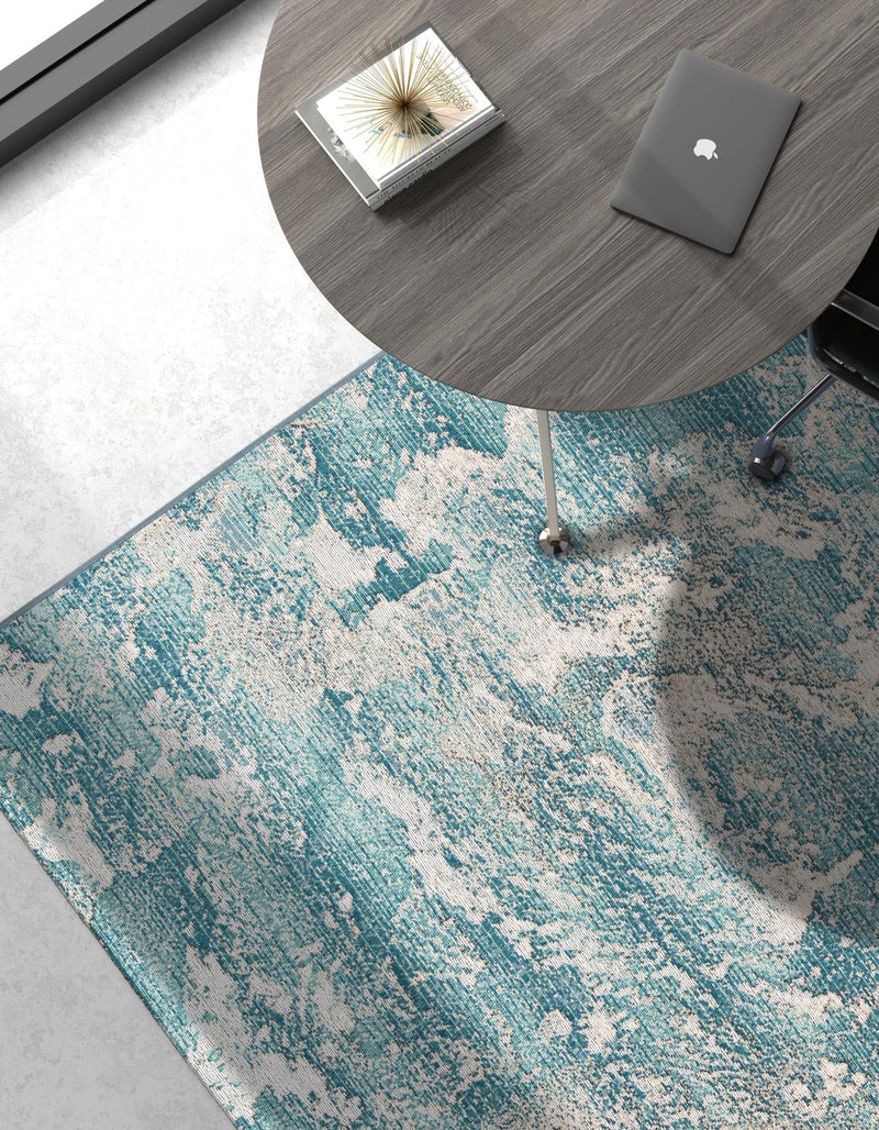 Urban Terrace Collection Area Rug -  Gazebo Rectangle Aqua Blue  lifestyle 9