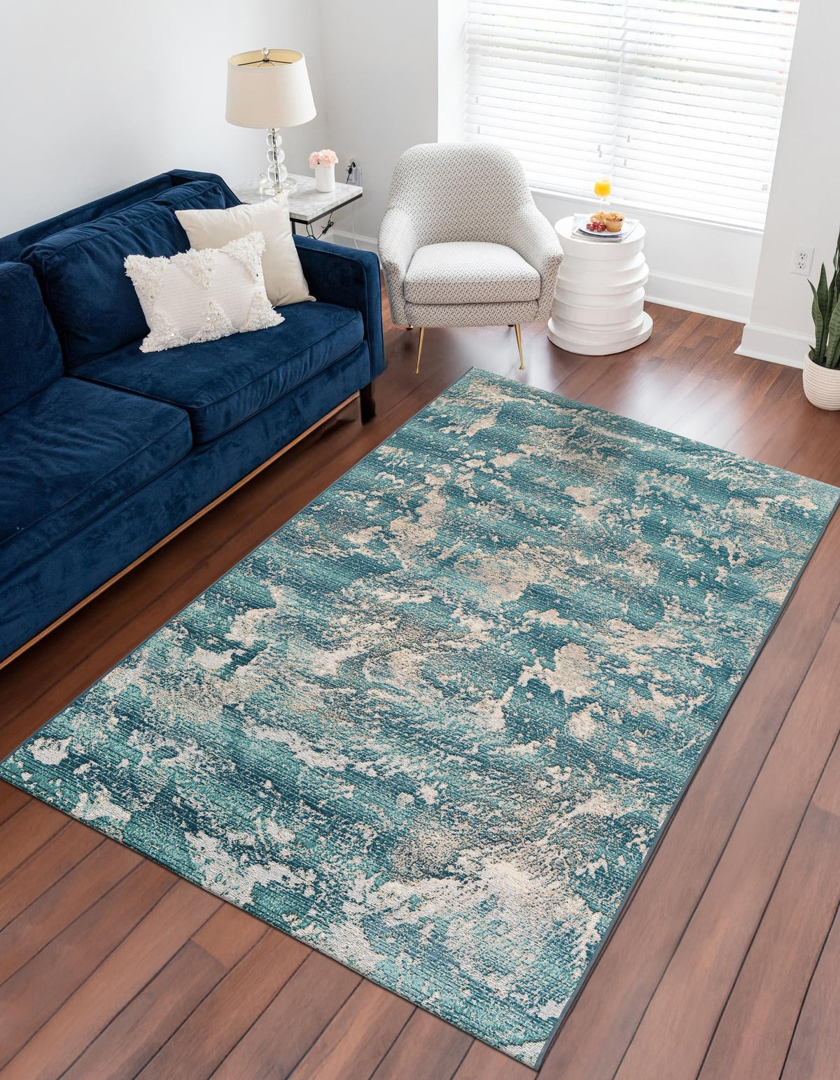 Urban Terrace Collection Area Rug -  Gazebo Rectangle Aqua Blue  lifestyle 11
