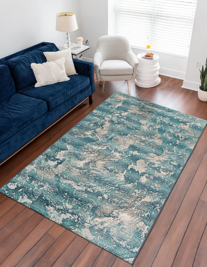 Urban Terrace Collection Area Rug -  Gazebo Rectangle Aqua Blue  lifestyle 11
