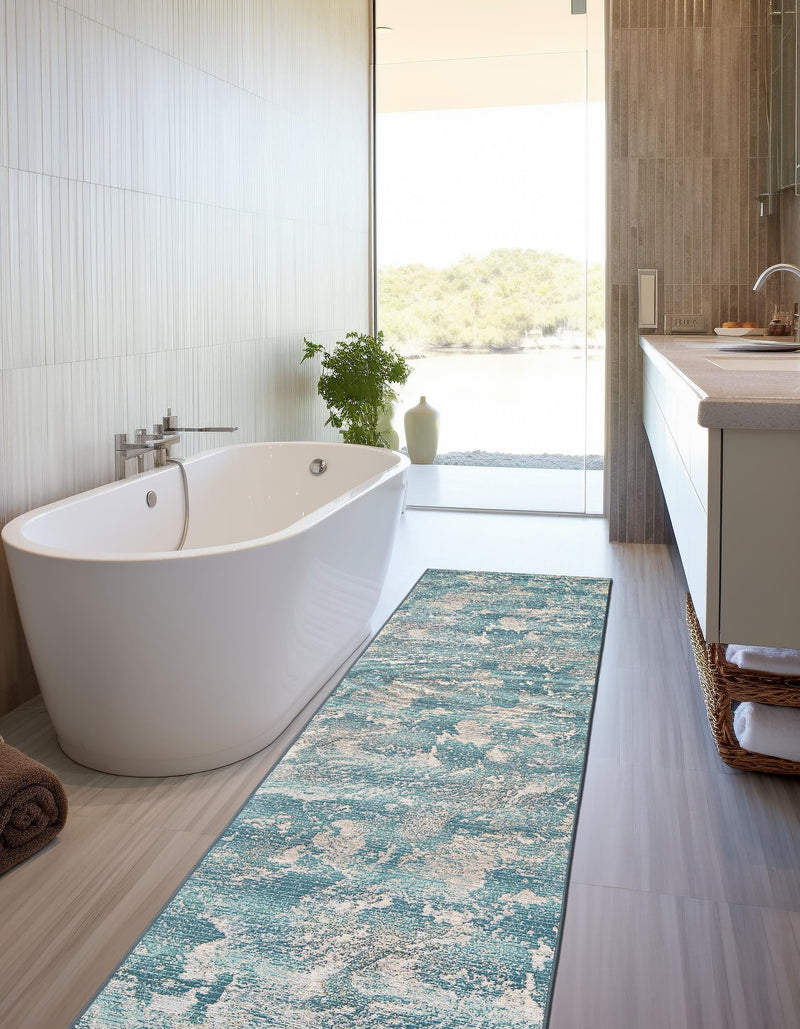 Urban Terrace Collection Area Rug -  Gazebo Runner Aqua Blue  lifestyle 47