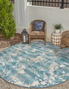 Urban Terrace Collection Area Rug -  Gazebo Round Aqua Blue  lifestyle 25