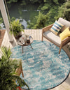 Urban Terrace Collection Area Rug -  Gazebo Round Aqua Blue  lifestyle 37
