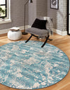 Urban Terrace Collection Area Rug -  Gazebo Round Aqua Blue  lifestyle 40