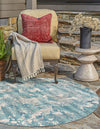 Urban Terrace Collection Area Rug -  Gazebo Round Aqua Blue  lifestyle 43