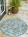 Urban Terrace Collection Area Rug -  Gazebo Round Aqua Blue  lifestyle 49