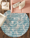 Urban Terrace Collection Area Rug -  Gazebo Round Aqua Blue  lifestyle 52