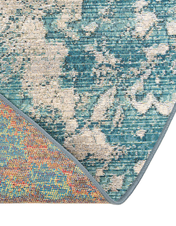 Urban Terrace Collection Area Rug -  Gazebo Round Aqua Blue  lifestyle 67