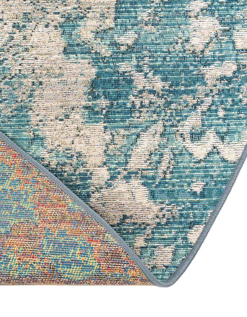 Urban Terrace Collection Area Rug -  Gazebo Round Aqua Blue  lifestyle 67