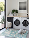 Urban Terrace Collection Area Rug -  Gazebo Square Aqua Blue  lifestyle 30