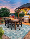 Urban Terrace Collection Area Rug -  Gazebo Square Aqua Blue  lifestyle 39