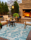 Urban Terrace Collection Area Rug -  Gazebo Square Aqua Blue  lifestyle 45