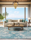 Urban Terrace Collection Area Rug -  Gazebo Square Aqua Blue  lifestyle 48