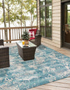 Urban Terrace Collection Area Rug -  Gazebo Square Aqua Blue  lifestyle 51