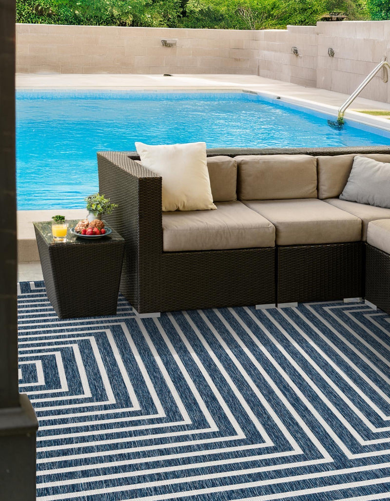 Urban Terrace Collection Area Rug -  Astoria (Blue) Square Blue  lifestyle 49