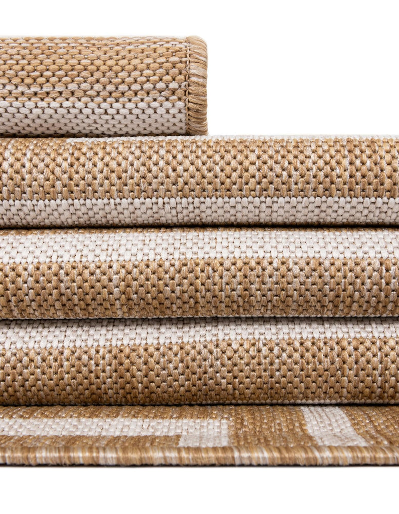 Urban Terrace Collection Area Rug -  Astoria (Taupe) Round Taupe  lifestyle 63