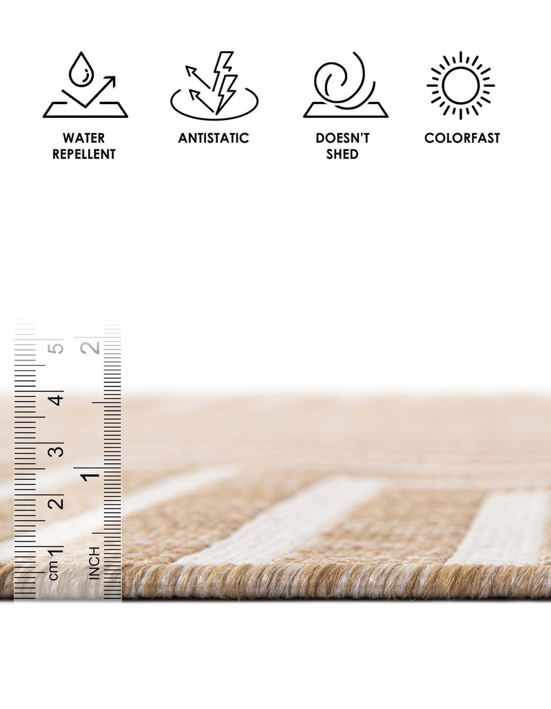 Urban Terrace Collection Area Rug -  Astoria (Taupe) Round Taupe  lifestyle 64