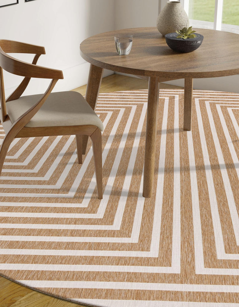 Urban Terrace Collection Area Rug -  Astoria (Taupe) Round Taupe  lifestyle 8