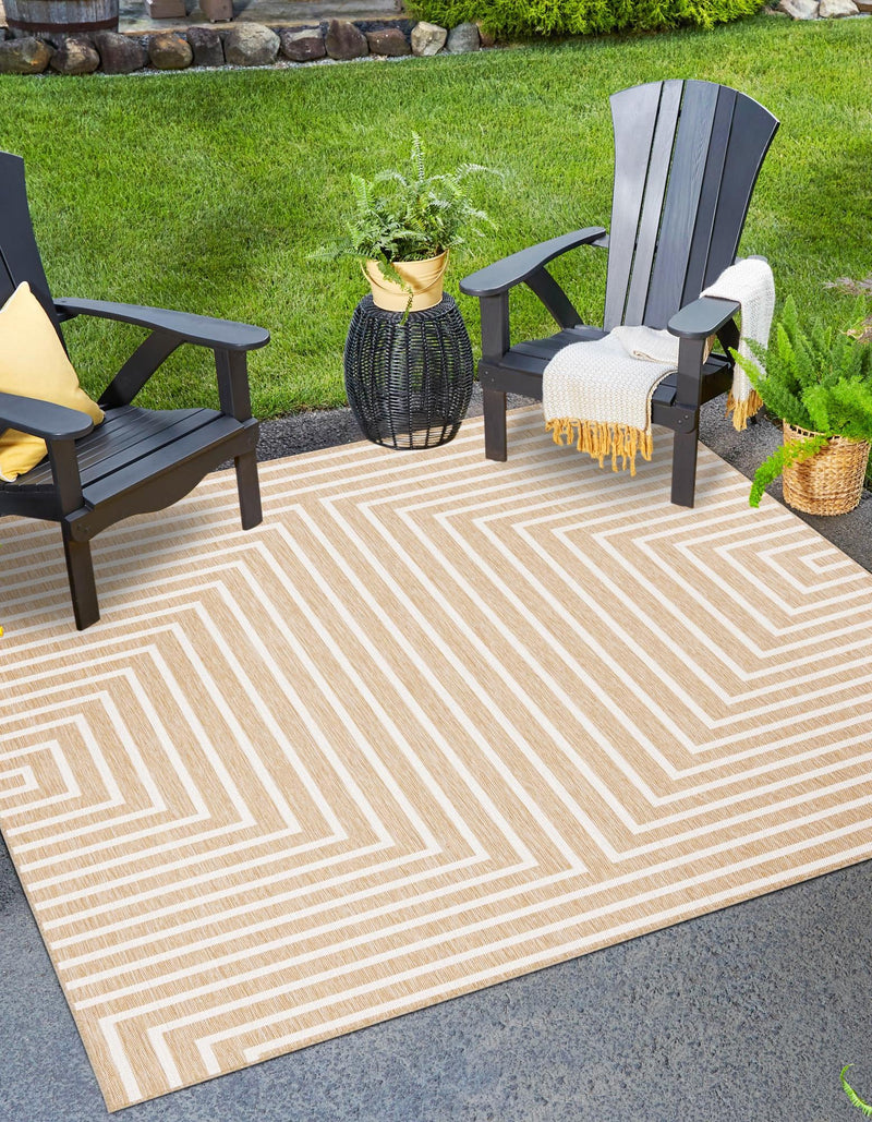 Urban Terrace Collection Area Rug -  Astoria (Taupe) Square Taupe  lifestyle 0
