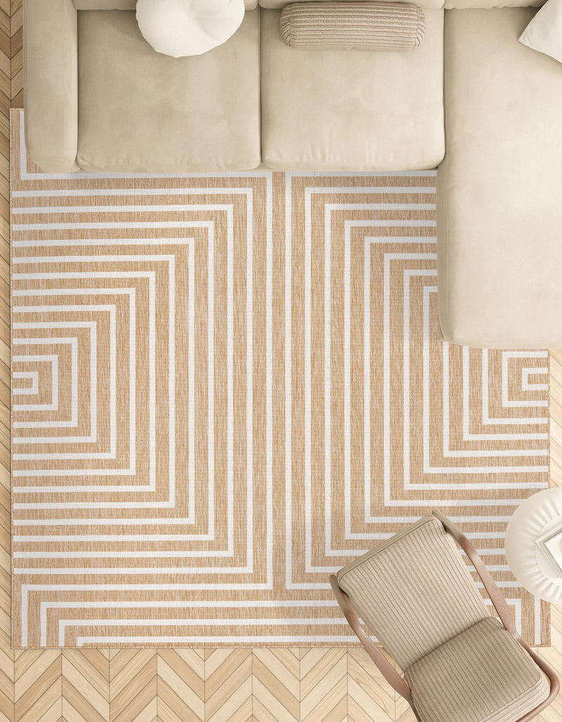 Urban Terrace Collection Area Rug -  Astoria (Taupe) Square Taupe  lifestyle 10