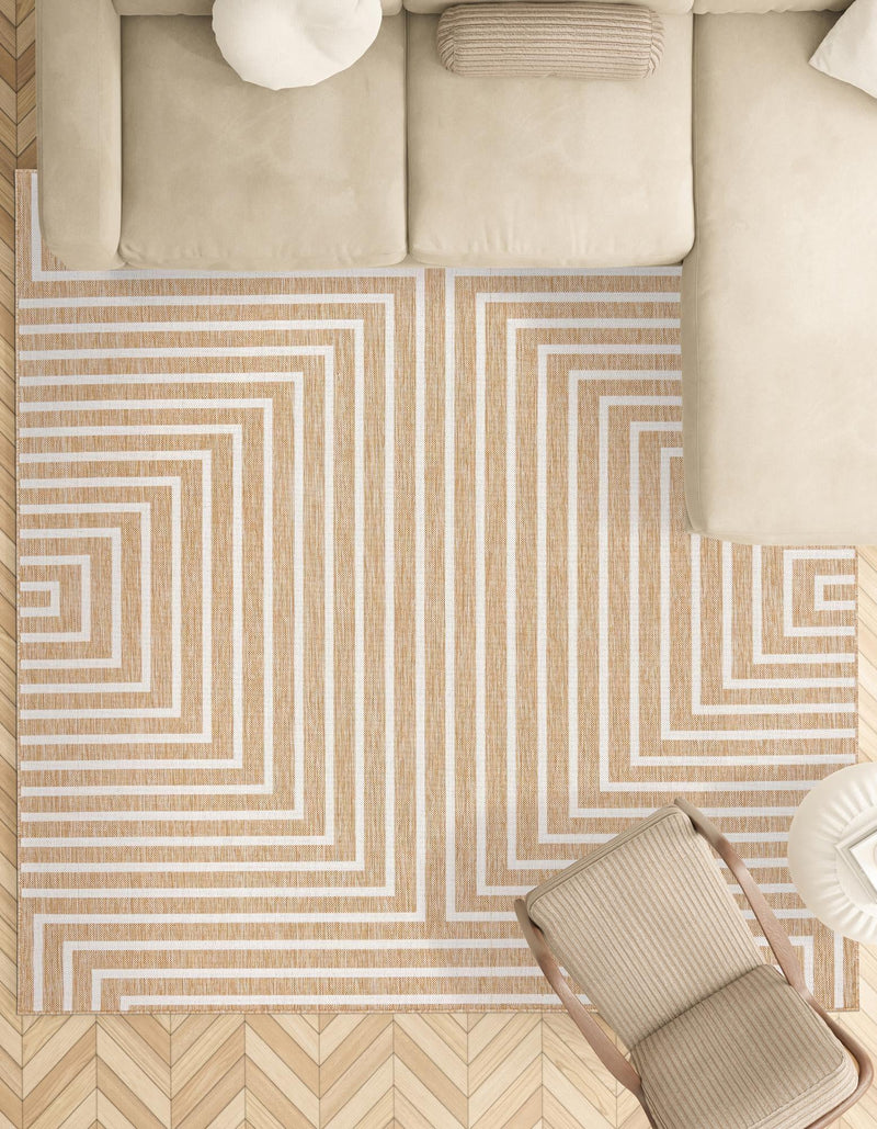 Urban Terrace Collection Area Rug -  Astoria (Taupe) Square Taupe  lifestyle 51