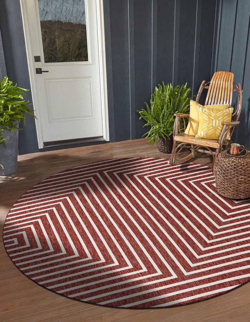 Urban Terrace Collection Area Rug -  Astoria (Rust Red) Round Rust Red  lifestyle 5