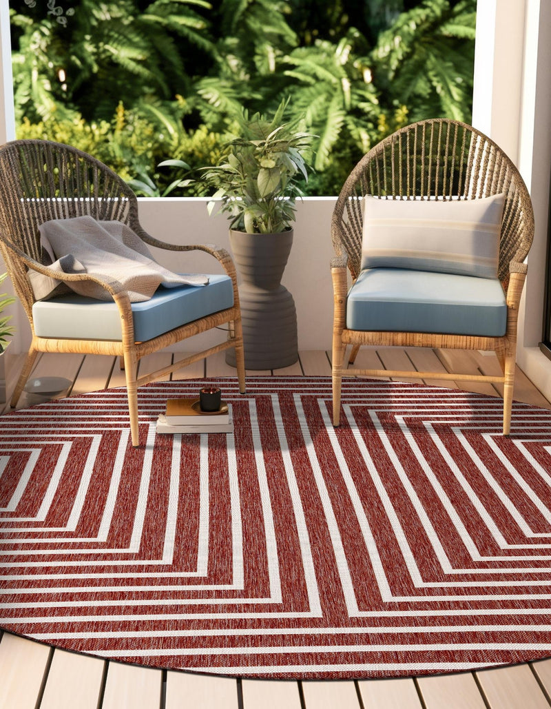 Urban Terrace Collection Area Rug -  Astoria (Rust Red) Round Rust Red  lifestyle 7