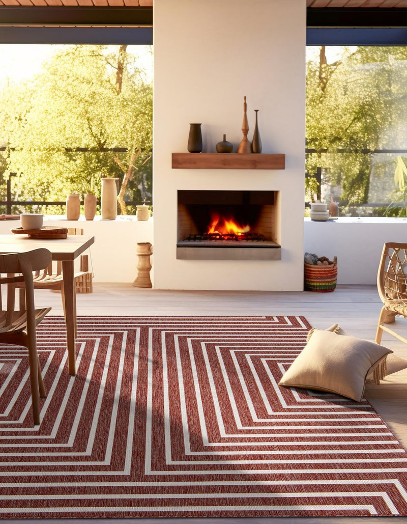 Urban Terrace Collection Area Rug -  Astoria (Rust Red) Square Rust Red  lifestyle 6