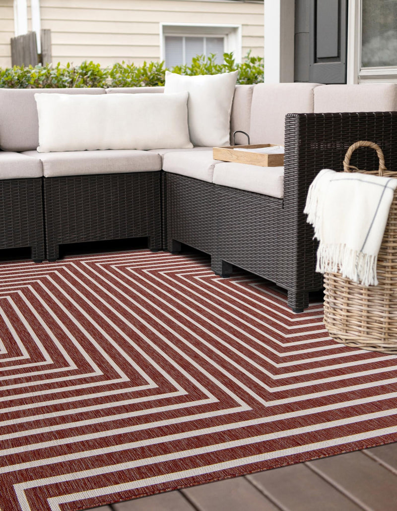 Urban Terrace Collection Area Rug -  Astoria (Rust Red) Square Rust Red  lifestyle 9