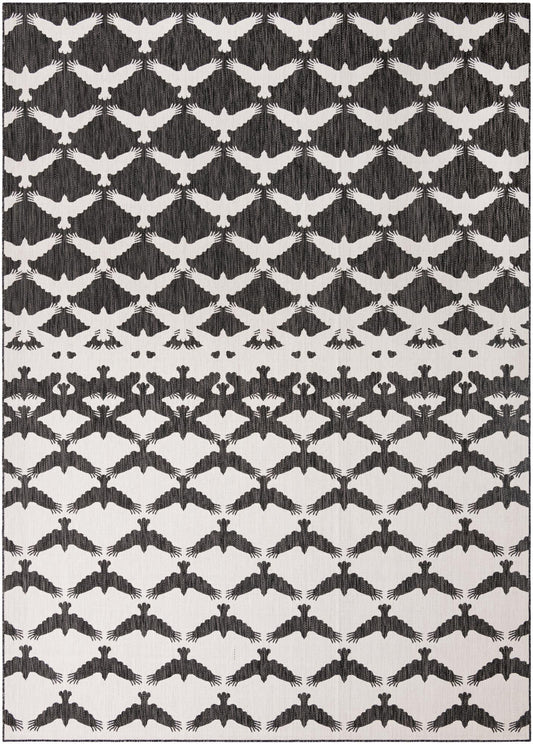 Urban Terrace Collection Area Rug -  Gramercy Rectangle Black and White  lifestyle 2