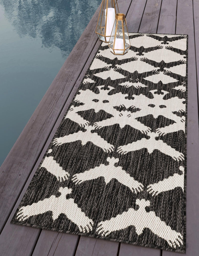 Urban Terrace Collection Area Rug -  Gramercy Runner Black and White  lifestyle 48