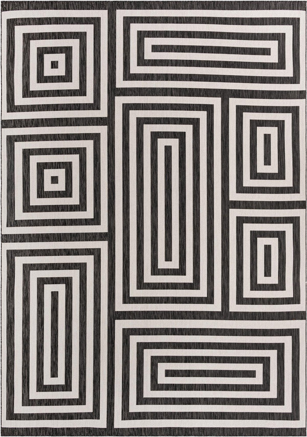 Urban Terrace Collection Area Rug -  Flatiron Rectangle Black and White  lifestyle 4