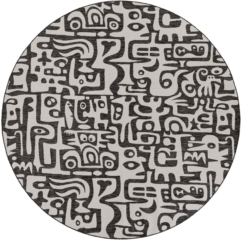 Urban Terrace Collection Area Rug -  Madison Round Black and White  lifestyle 88