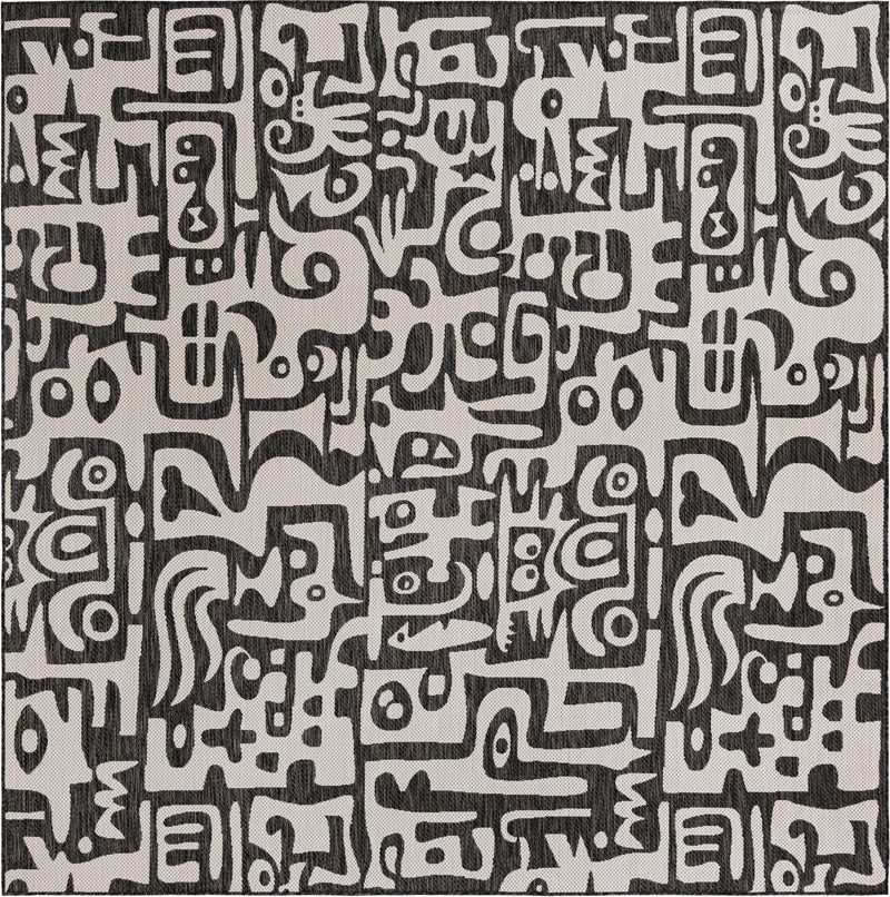 Urban Terrace Collection Area Rug -  Madison Square Black and White  lifestyle 90