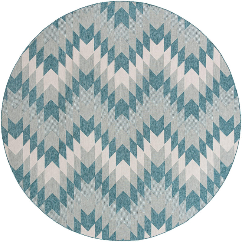 Urban Terrace Collection Area Rug -  Highline Round Aqua Main