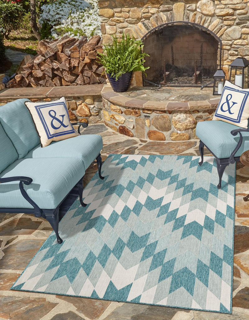 Urban Terrace Collection Area Rug -  Highline Rectangle Aqua  lifestyle 6