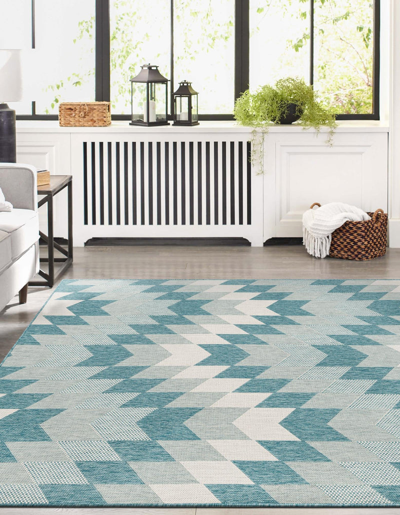 Urban Terrace Collection Area Rug -  Highline Rectangle Aqua  lifestyle 34