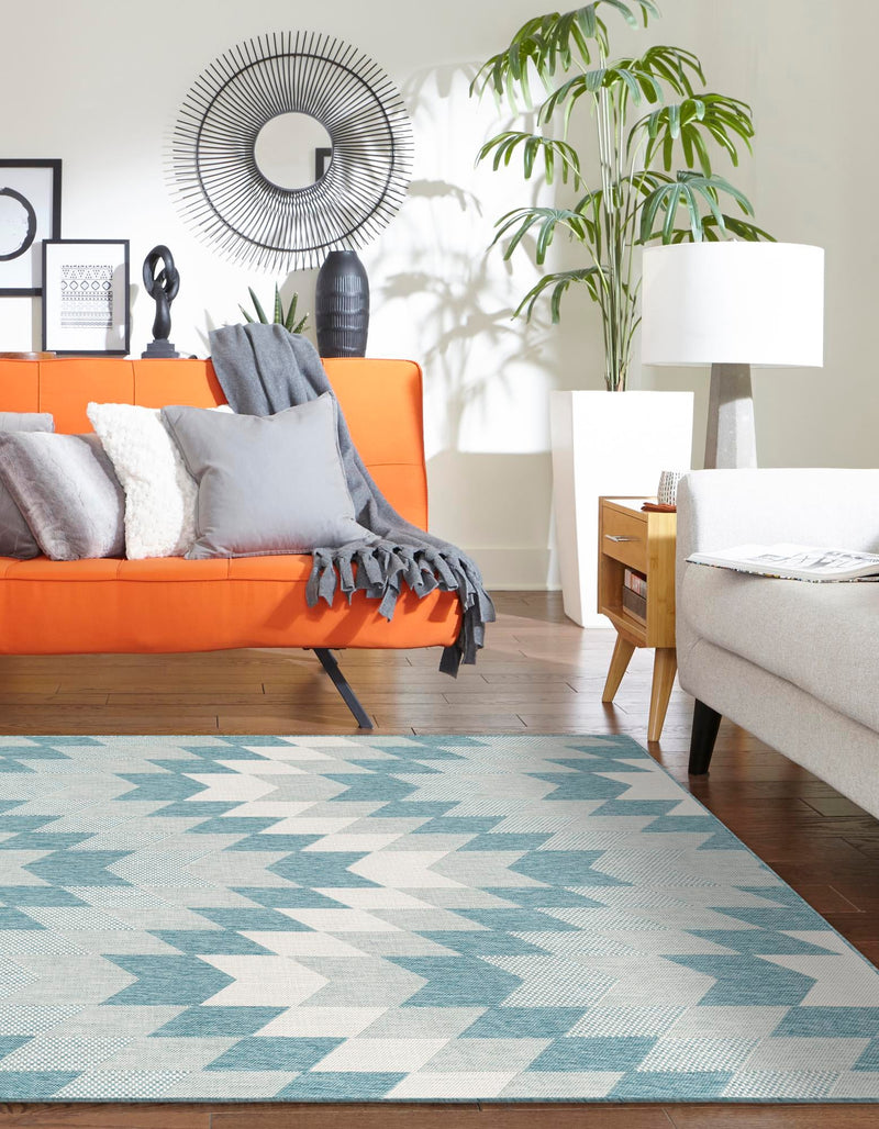 Urban Terrace Collection Area Rug -  Highline Rectangle Aqua  lifestyle 42
