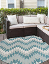 Urban Terrace Collection Area Rug -  Highline Round Aqua  lifestyle 3