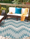 Urban Terrace Collection Area Rug -  Highline Round Aqua  lifestyle 5