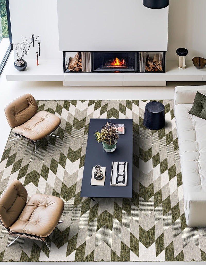 Urban Terrace Collection Area Rug -  Highline Square Green  lifestyle 8