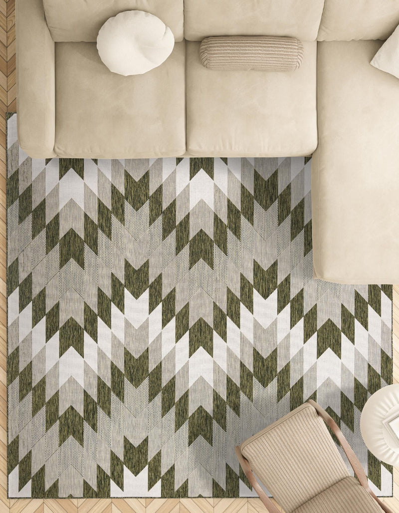 Urban Terrace Collection Area Rug -  Highline Square Green  lifestyle 10